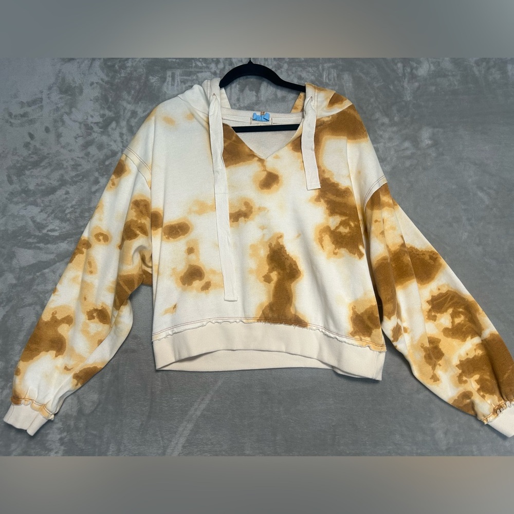 Gilded Intent V Neck Cropped Hoodie Sweatshirt Women’s Large